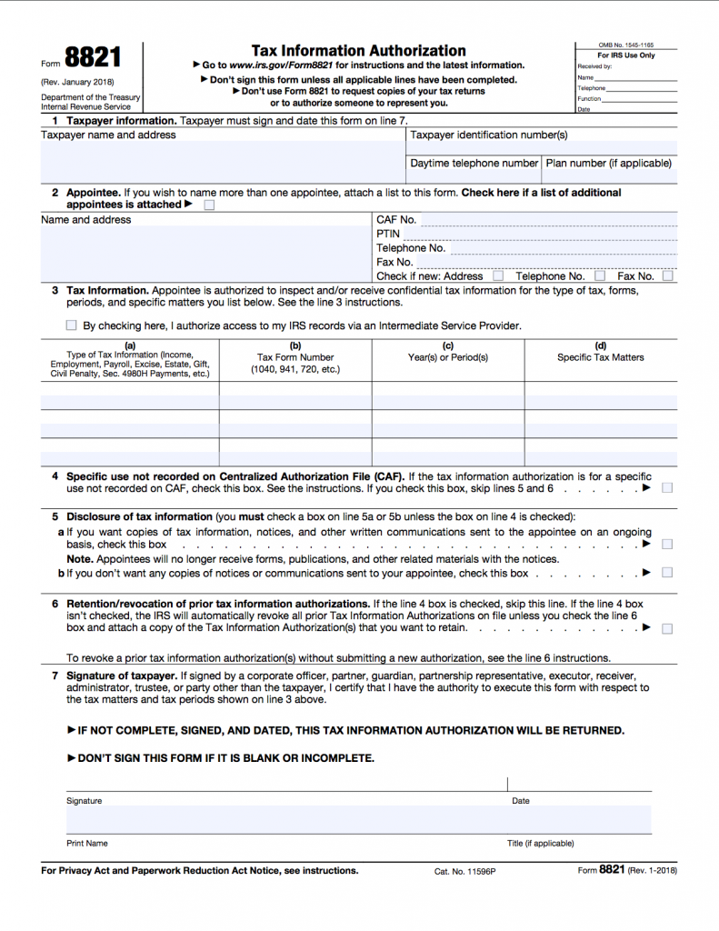 What Is Form 8821 Or Tax Guard Excel Capital Management