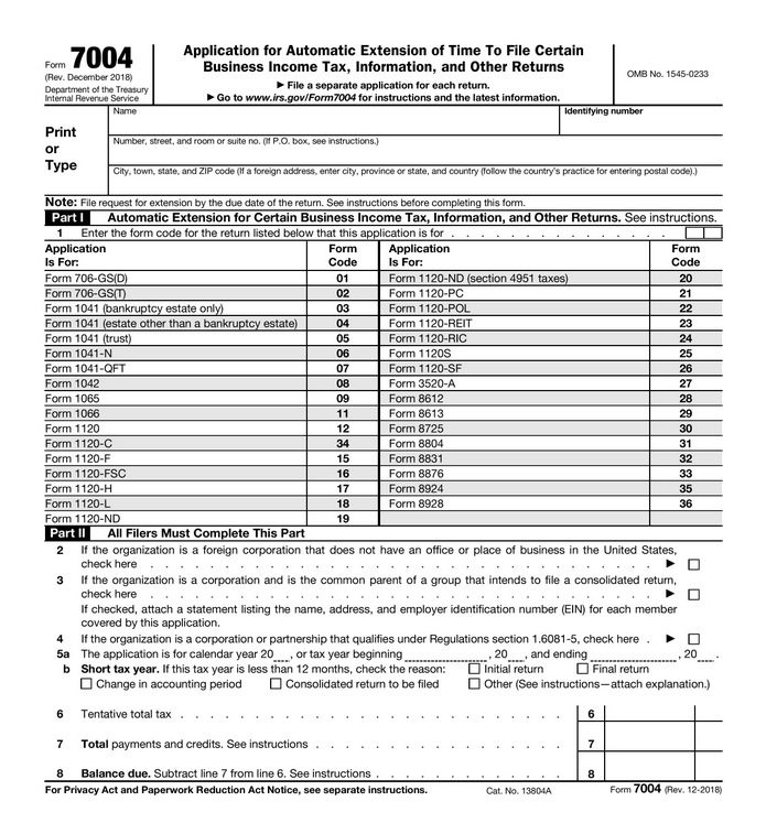 Get an Extension on Your Business Taxes with Form 7004 Excel Capital